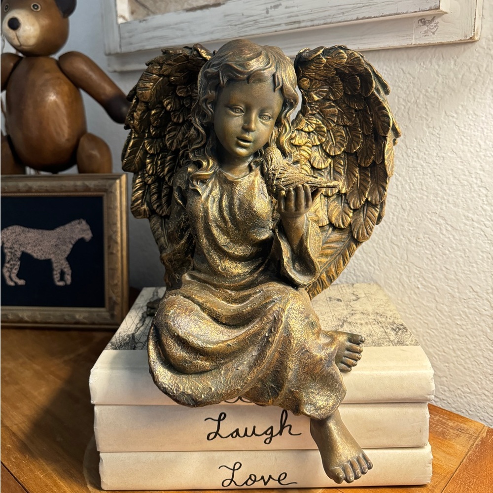 Antique Gold Angel Figurine
Statue Cherub Shelfsitter Shelf
Sitter 11" y 9"